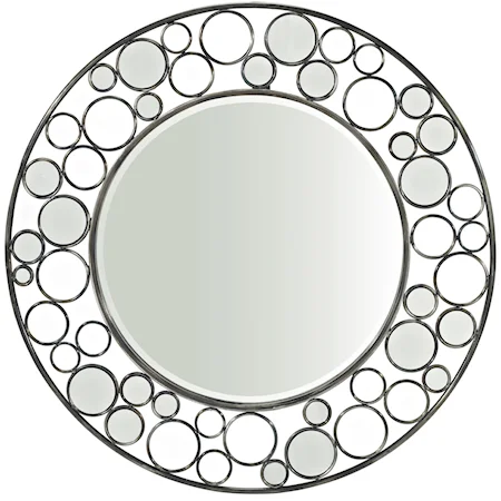 Round Wall Mirror with Circled Accents